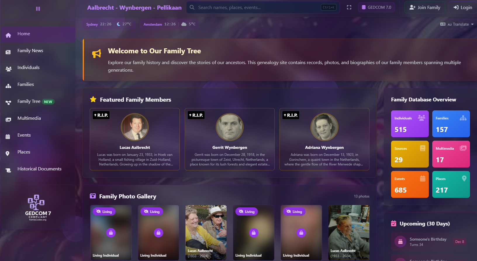 FamilyCodex Family Tree Interface